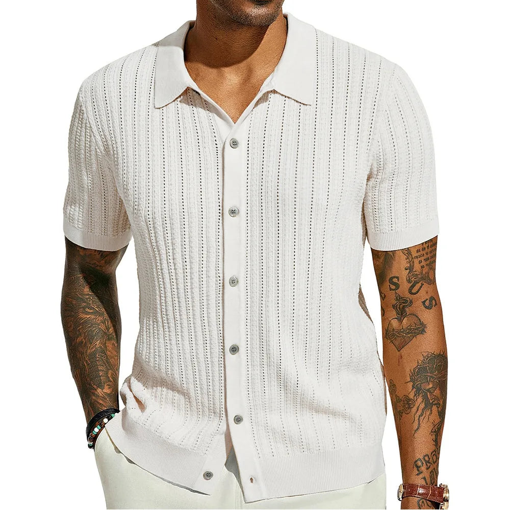 Men's Cool Knit Lapel Shirt — Short Sleeve