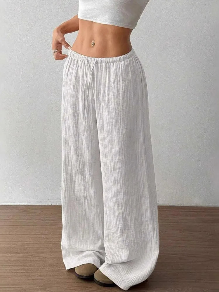 Women's High Waist Wide Leg Pants — Elastic Waist