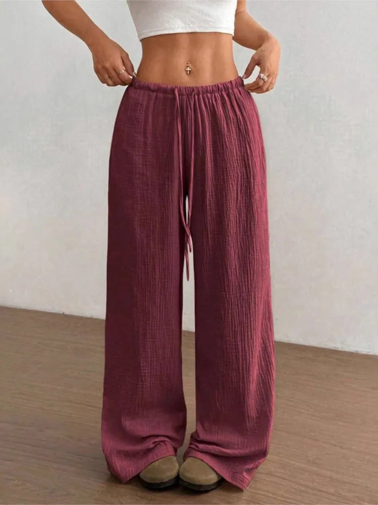 Women's High Waist Wide Leg Pants — Elastic Waist