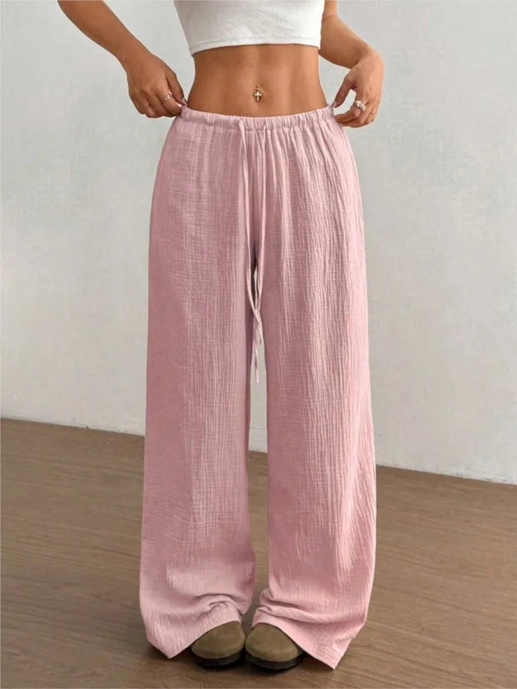 Women's High Waist Wide Leg Pants — Elastic Waist