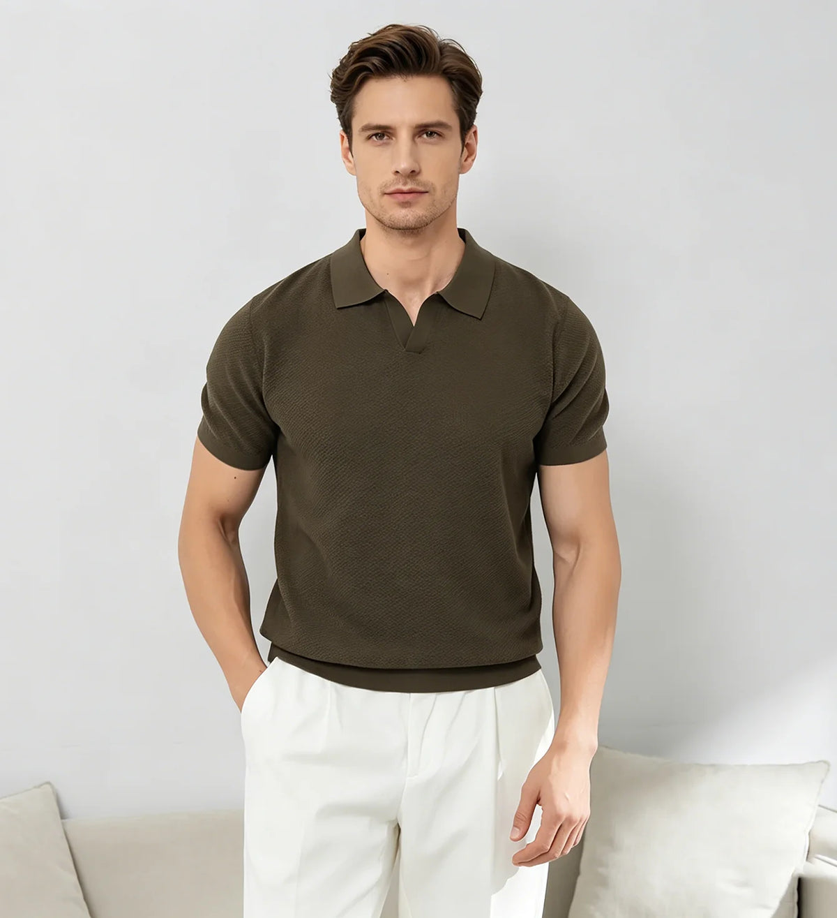 Men's Solid Knit Business Polo