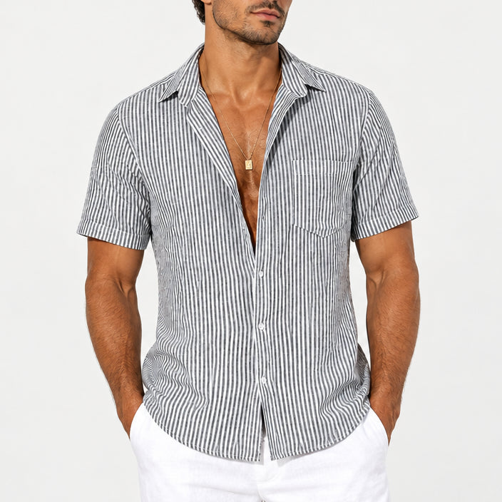 Men's Striped Short Sleeve Shirt — Smart Casual