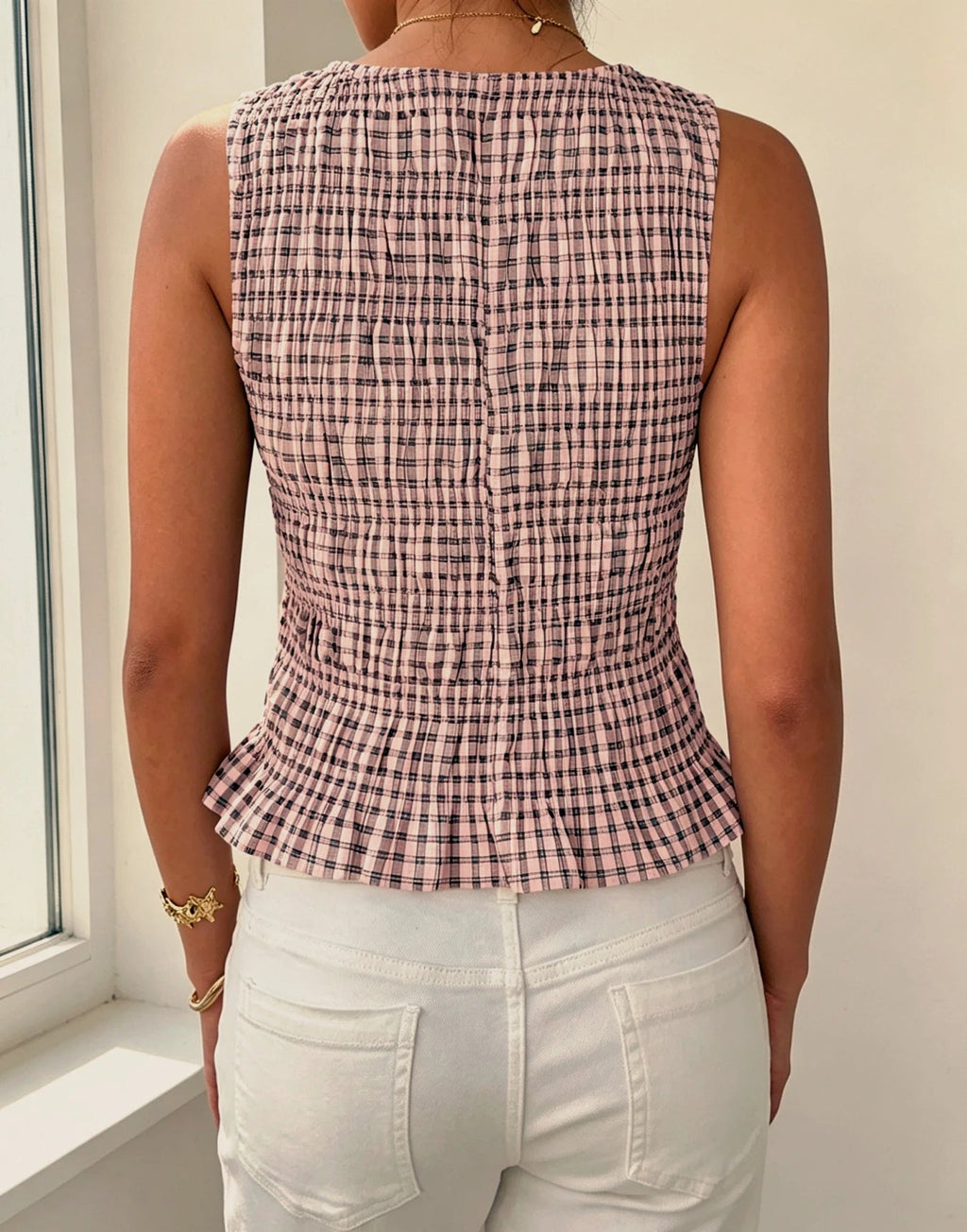 Women's Gingham Sleeveless Tank Top