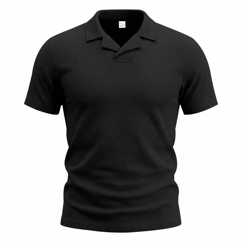 Men's Waffle Knit Polo — Notch Neck