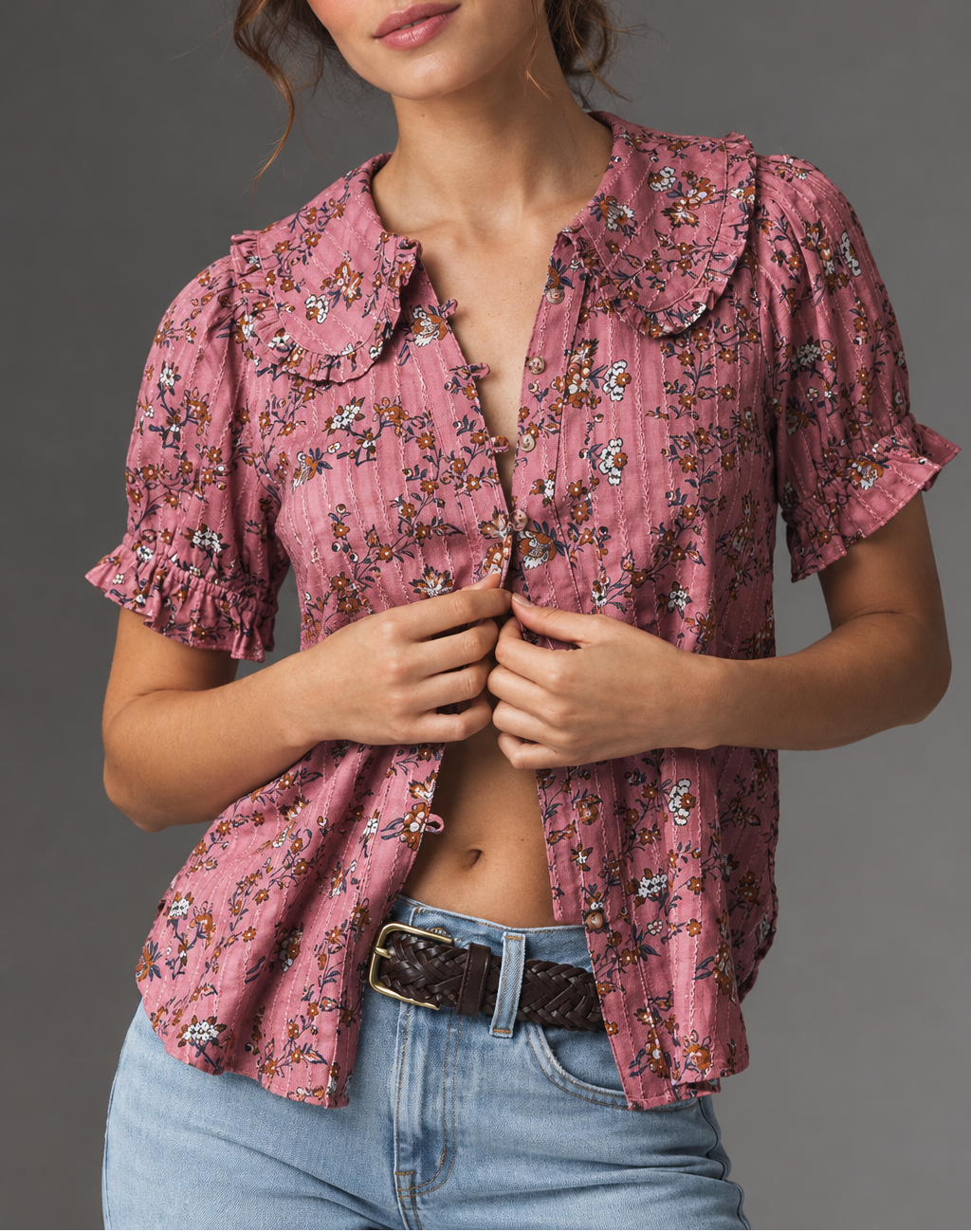 Women's Puff Sleeve Blouse — Peter Pan Collar