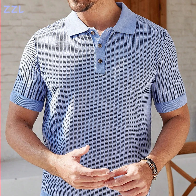 Men's Textured Knit Polo — Short Sleeve