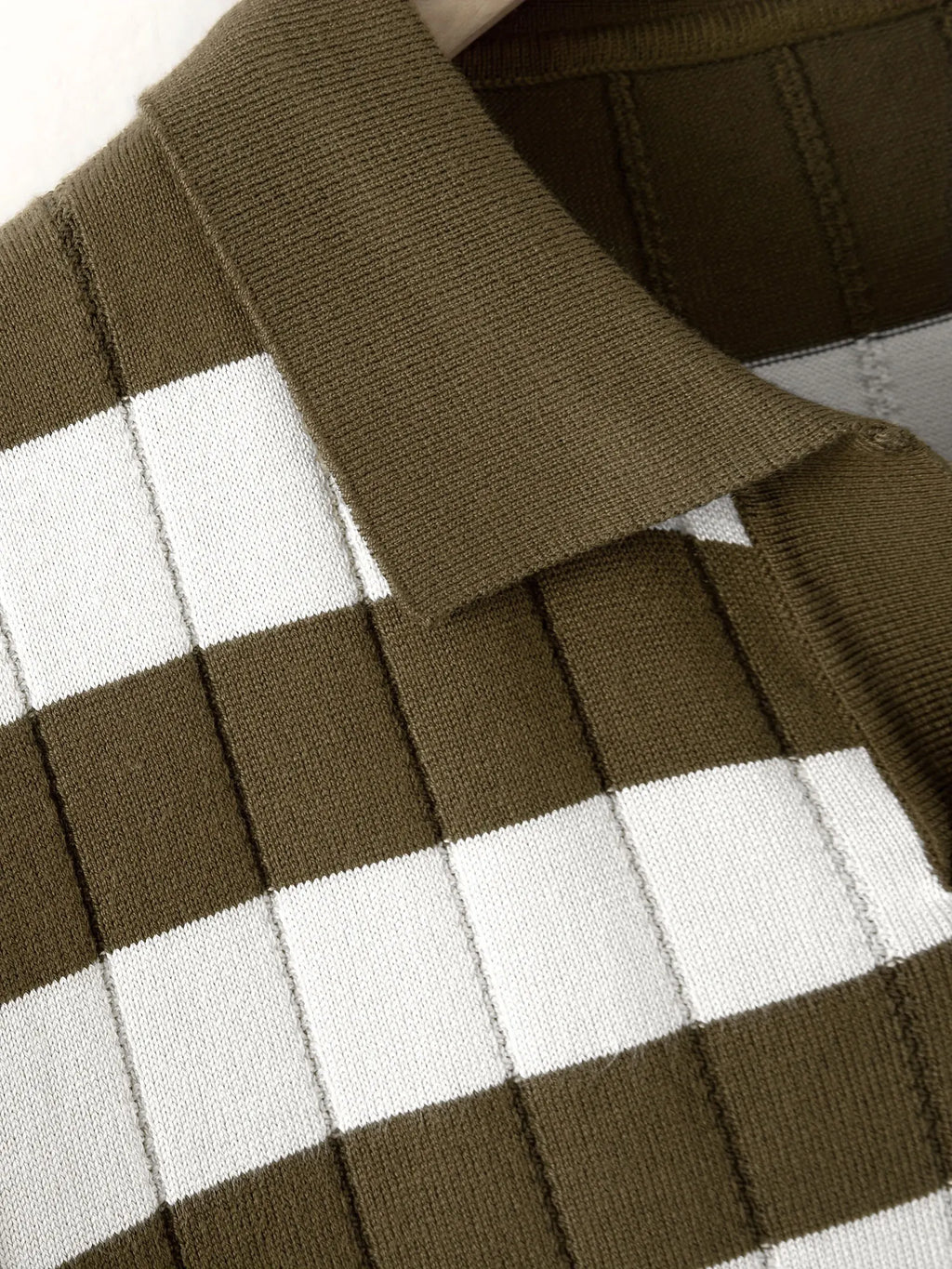 Men's Brown Striped Knitted Polo