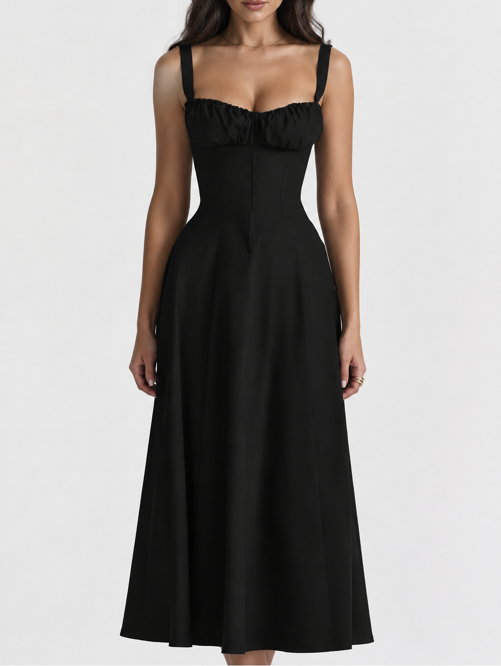 Women's Corset Midi Dress — Lace-Up & Slit