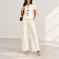 Women's Short Sleeve Top & Wide Leg Pant Set