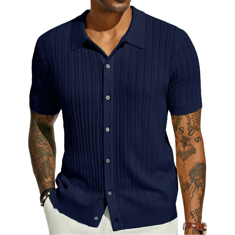 Men's Cool Knit Lapel Shirt — Short Sleeve