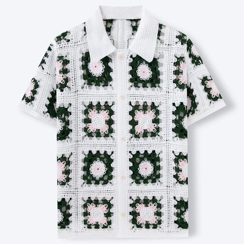 Men's Crochet Knit Polo — Retro Patterns