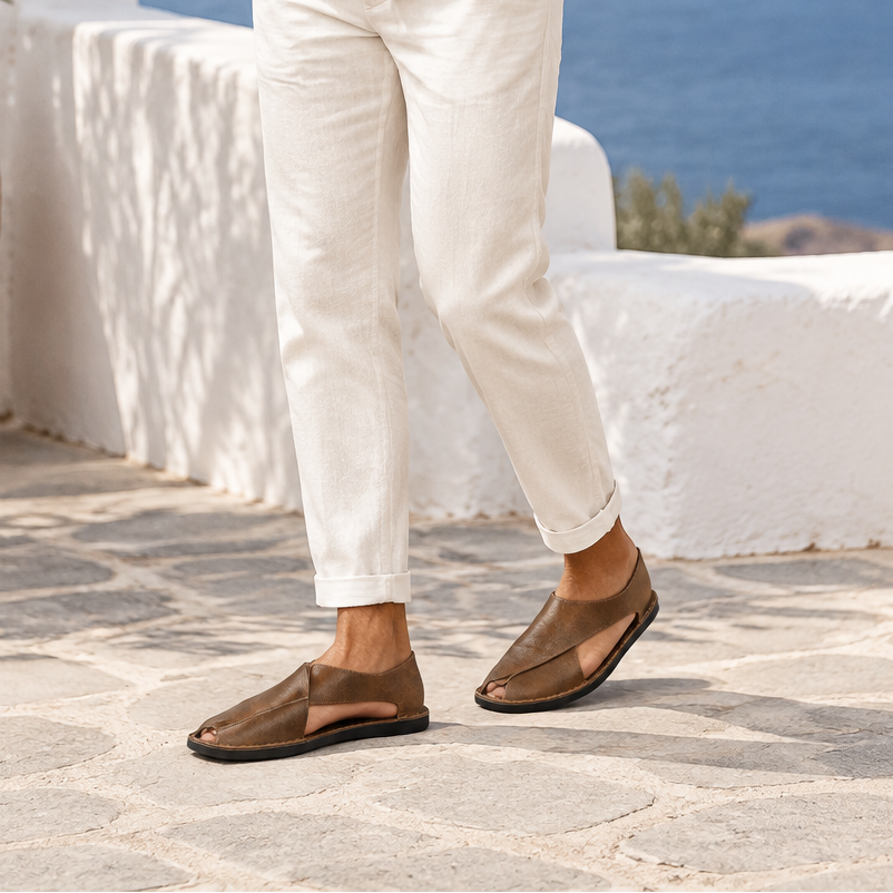 Men's Genuine Leather Sandals — Slip-On