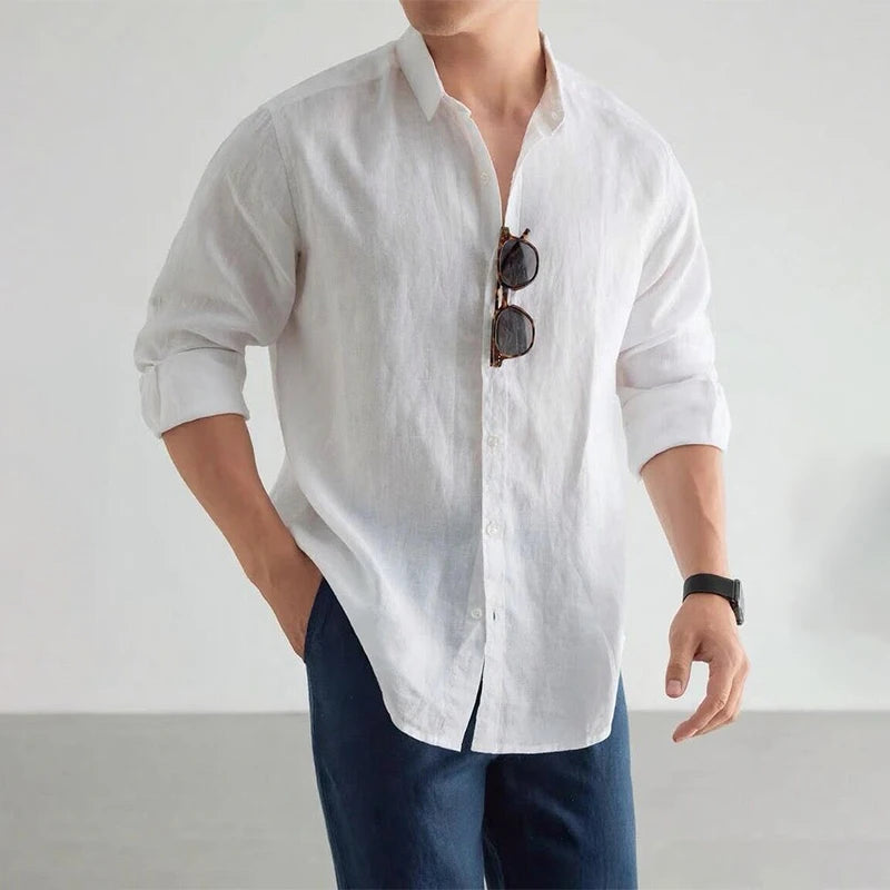 Men's Relaxed Linen Shirt — Long Sleeve