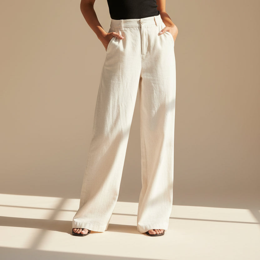 Women's Cotton Linen High Waist Trousers