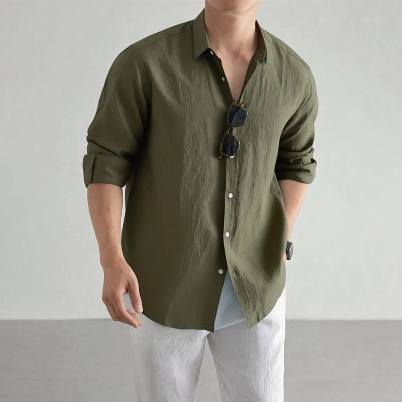 Men's Relaxed Linen Shirt — Long Sleeve