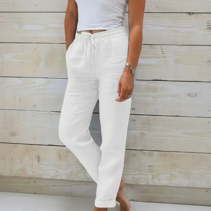 Women's Cotton Linen Pencil Pants — High Waist