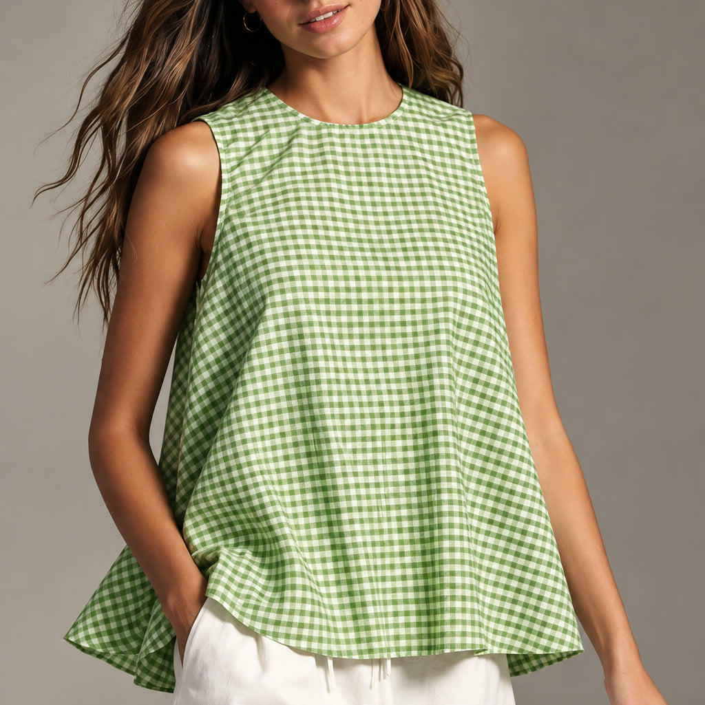 Women's Gingham Swing Tank Top — Sleeveless