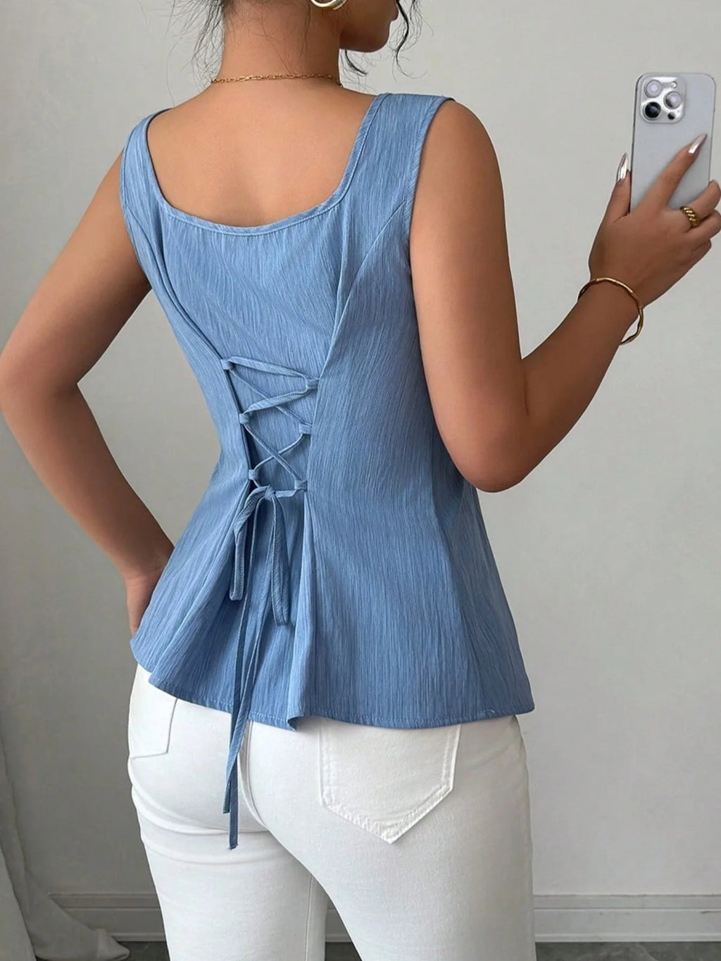 Women's Square Neck Knit Vest — Sleeveless