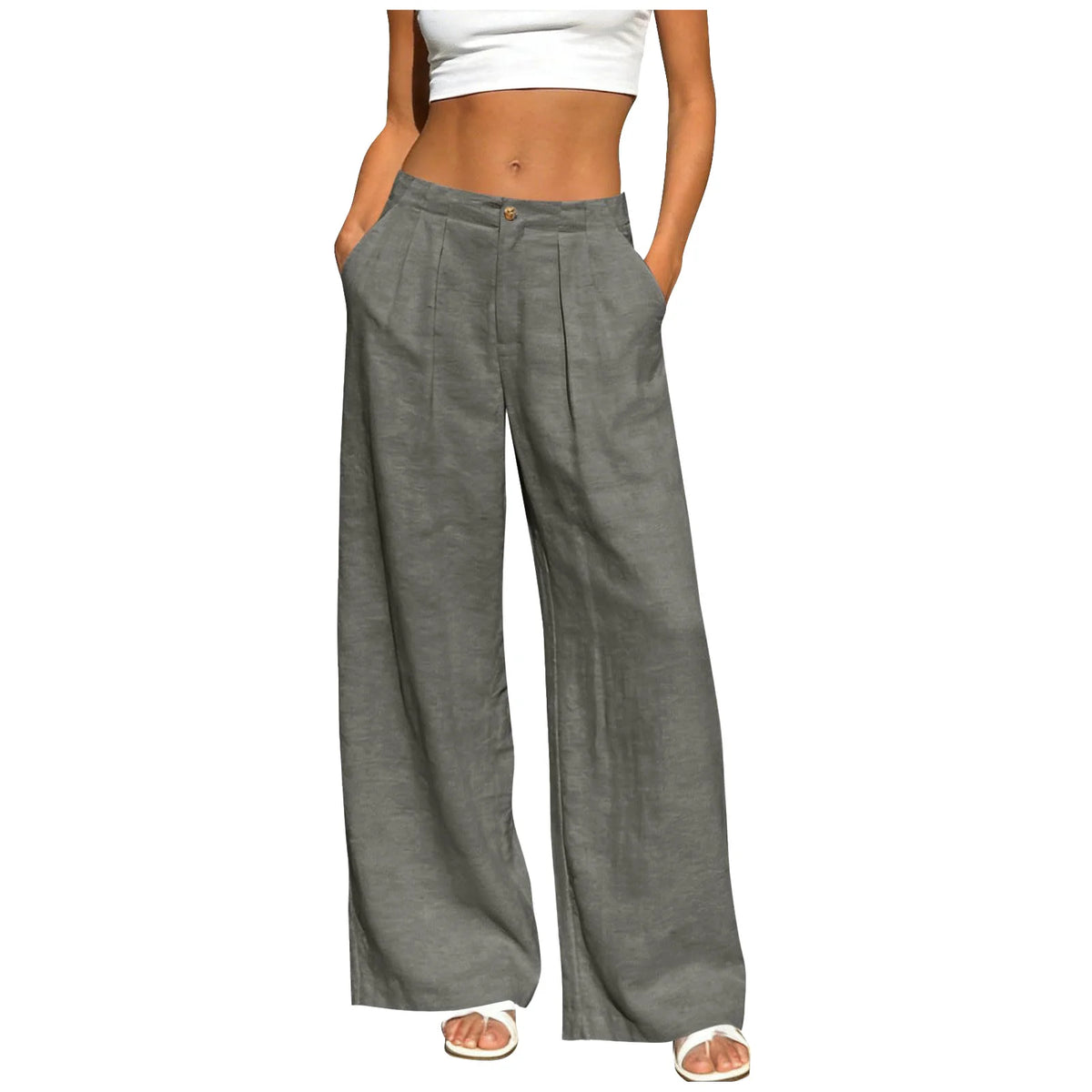Women's Linen Palazzo Pants — Wide Leg