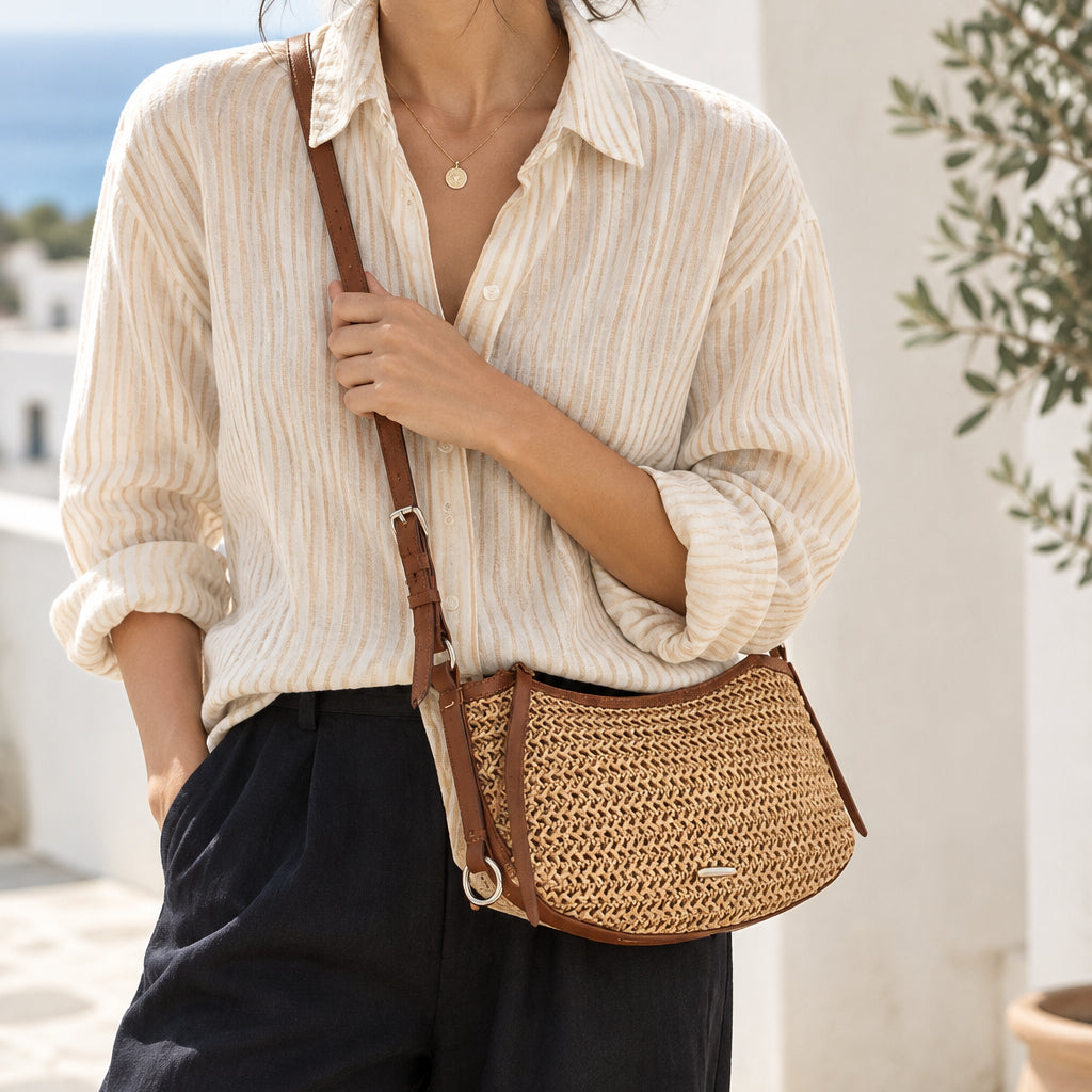 Women's Small Woven Straw Crossbody Bag