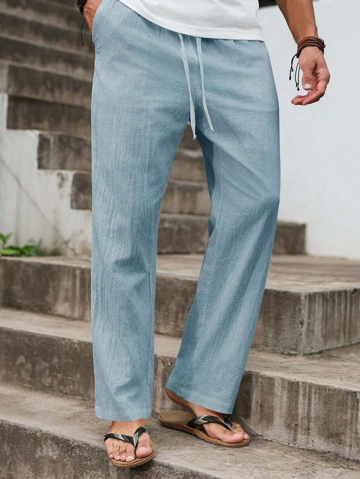 Men's Beach Linen Trousers — Straight Cut