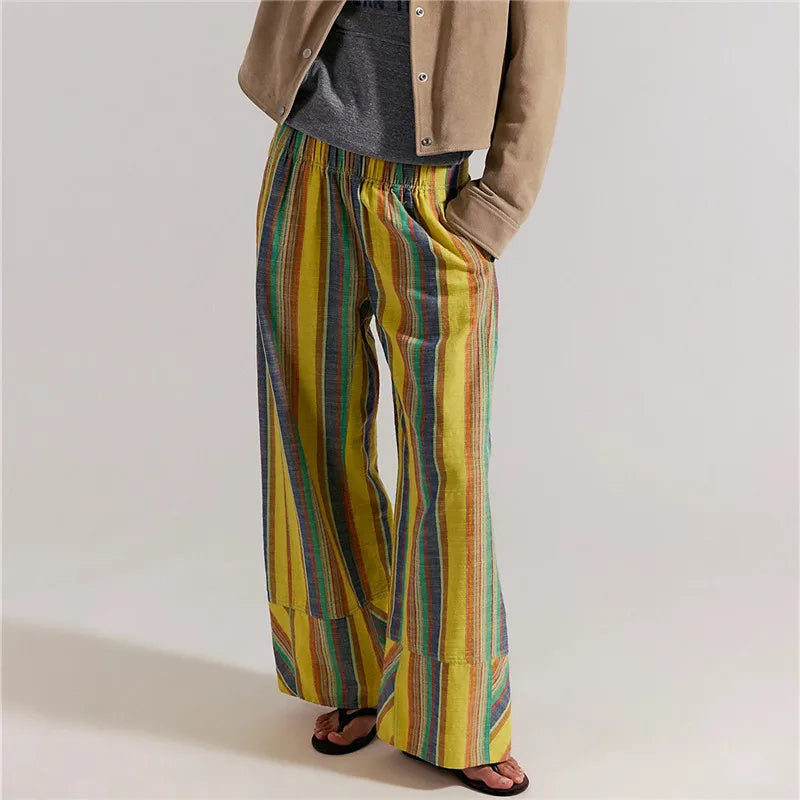 Women's Colourful Striped Wide Leg Pants