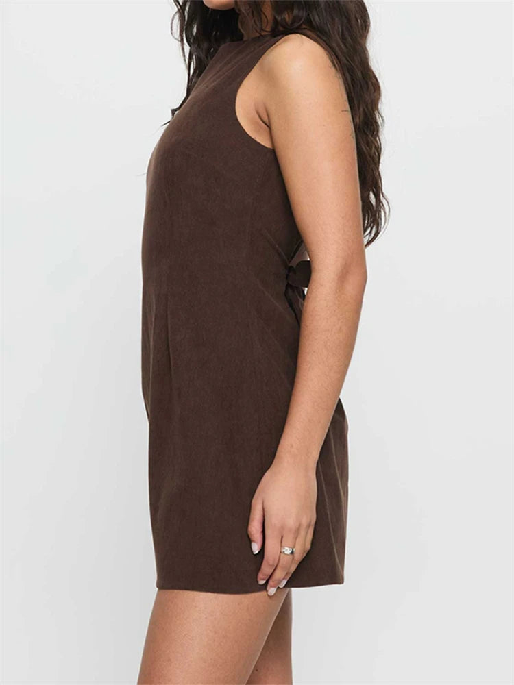 Women's A-Line Slip Mini Dress — Chocolate