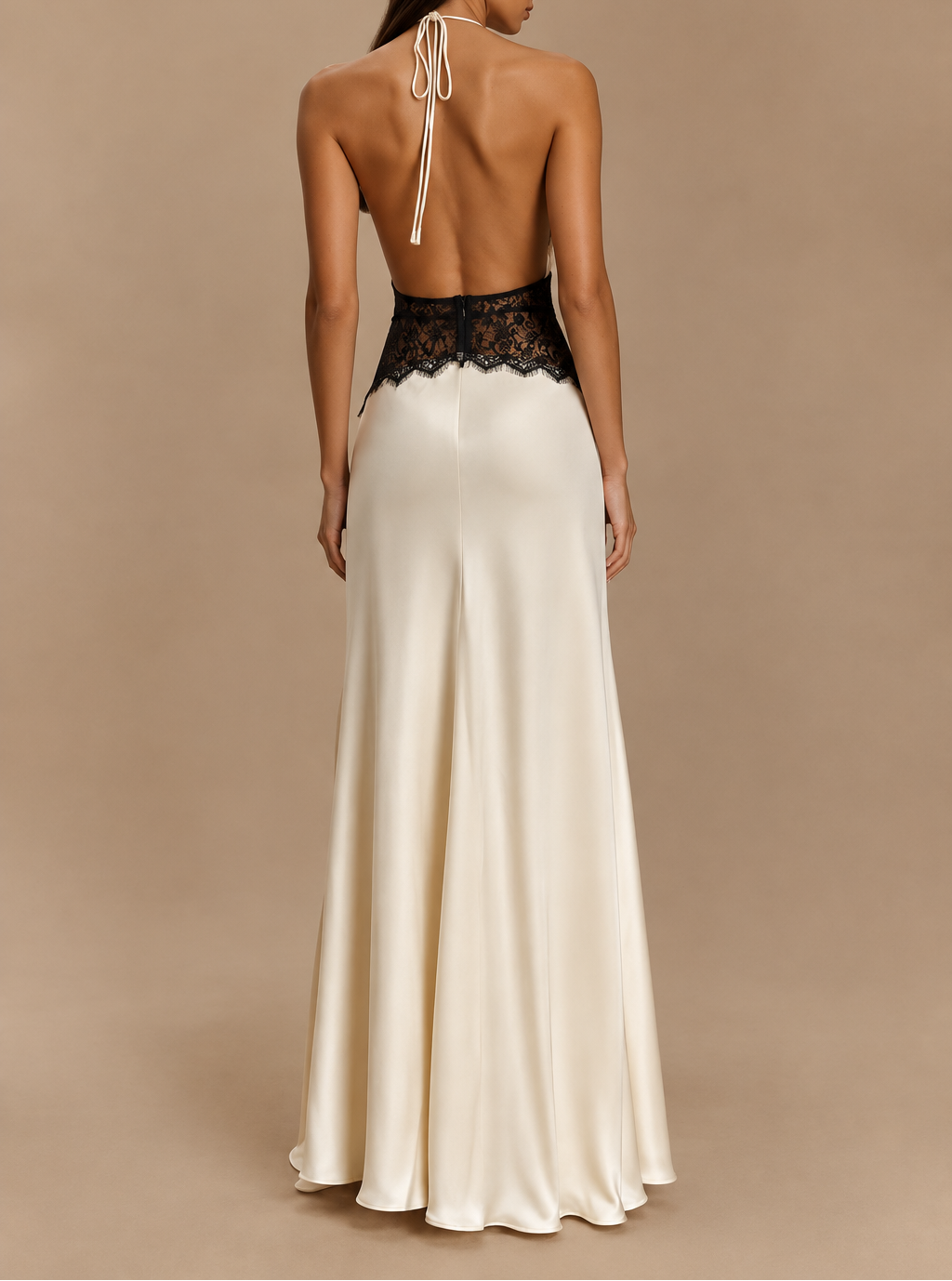 Women's Lace Halter Maxi Dress — Open Back