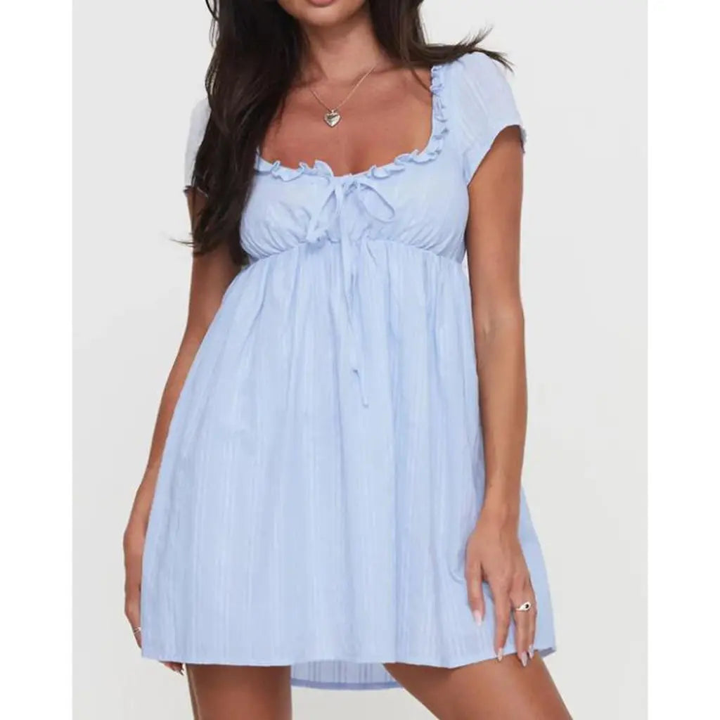 Women's Mini Dress — Ruffle Square Neck