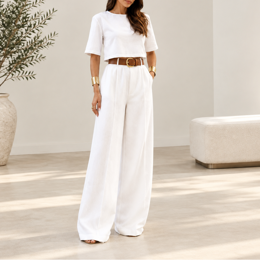 Women's Formal Set — Short Shirt & Straight Pants
