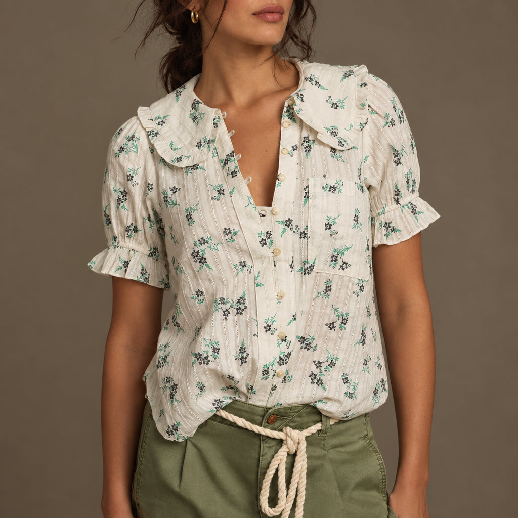 Women's Puff Sleeve Blouse — Peter Pan Collar