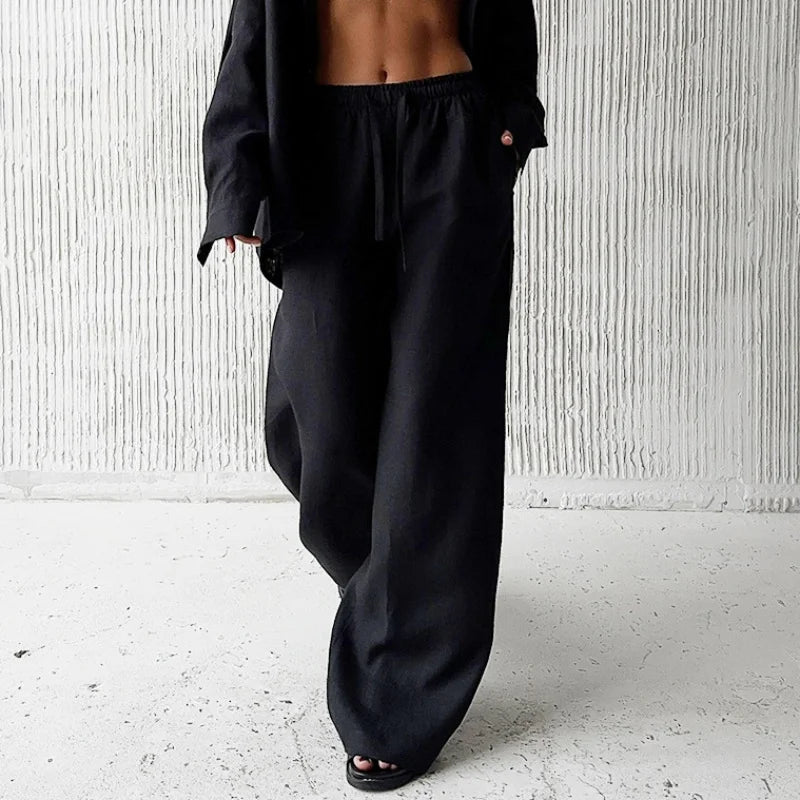 Women's Linen Baggy Pants — High Waist