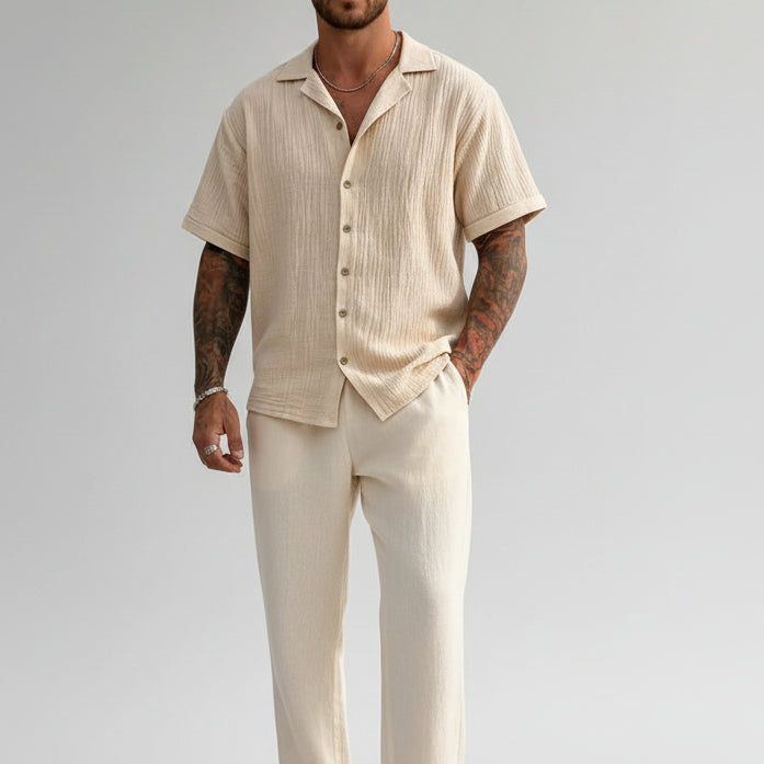 Men's Cuban Collar Shirt — Short Sleeve