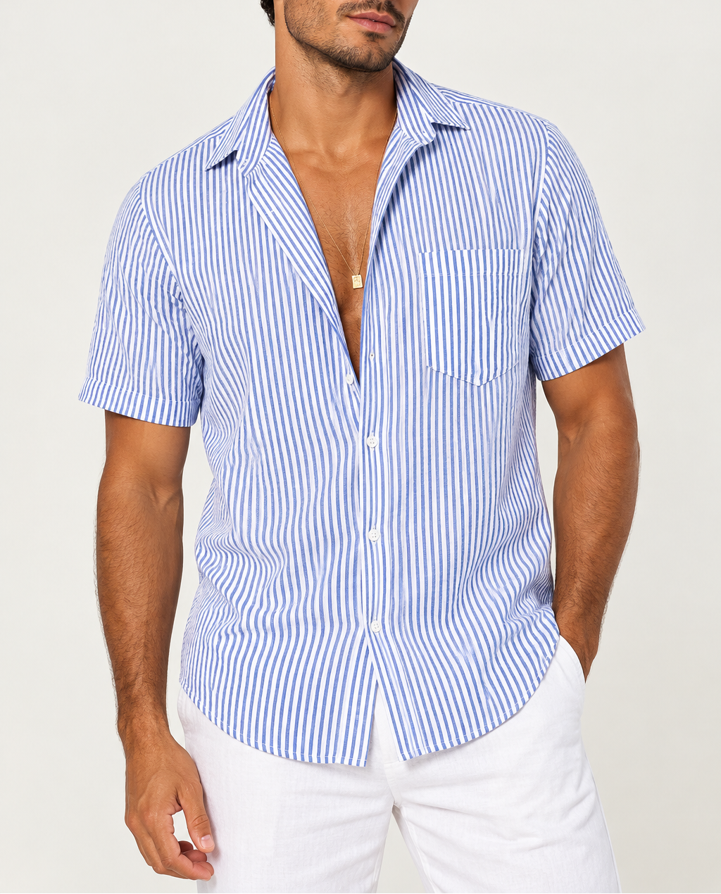 Men's Striped Short Sleeve Shirt — Smart Casual