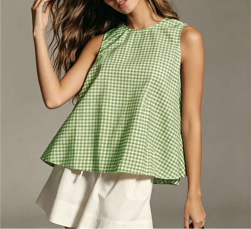 Women's Gingham Swing Tank Top — Sleeveless