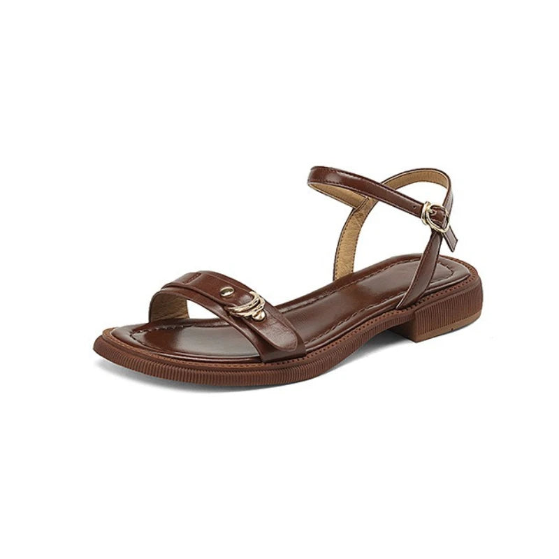 Women's Narrow Strap Sandals — Low Block Heel