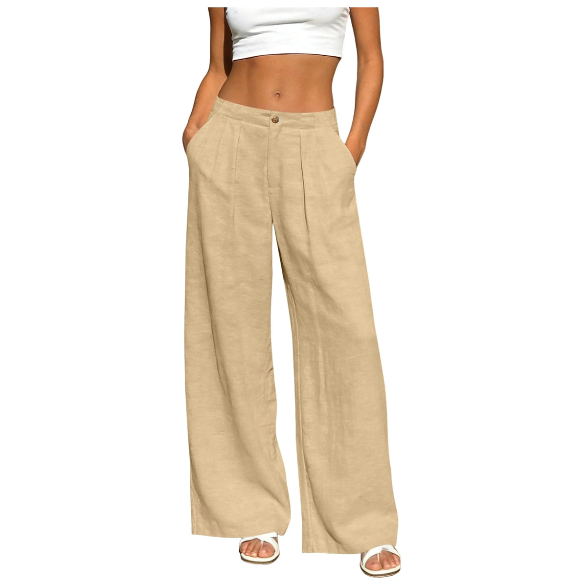 Women's Linen Palazzo Pants — Wide Leg