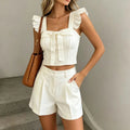 Women's Pleated Ruffle Cami Top — Square Neck