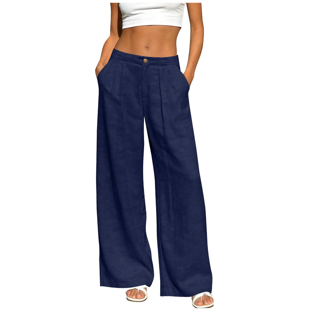 Women's Linen Palazzo Pants — Wide Leg