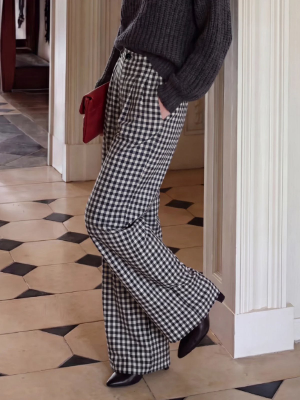 Women's Plaid High Waist Trousers — Straight Leg