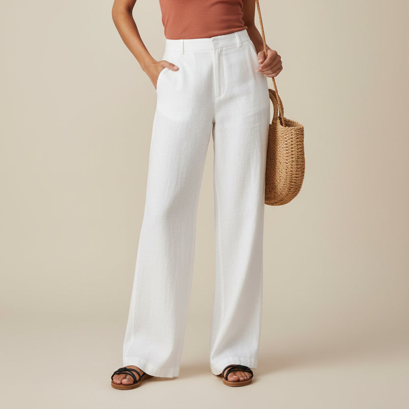 Women's Cotton Linen High Waist Trousers