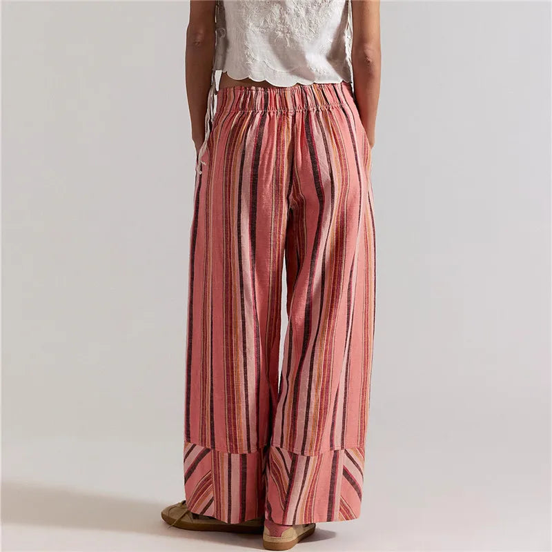 Women's Colourful Striped Wide Leg Pants