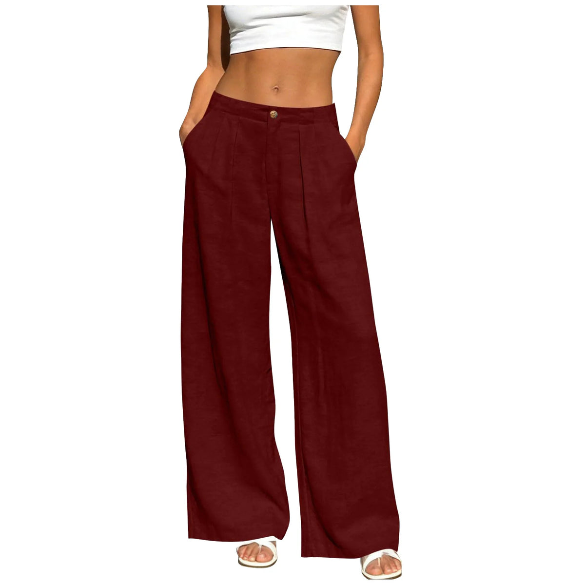 Women's Linen Palazzo Pants — Wide Leg