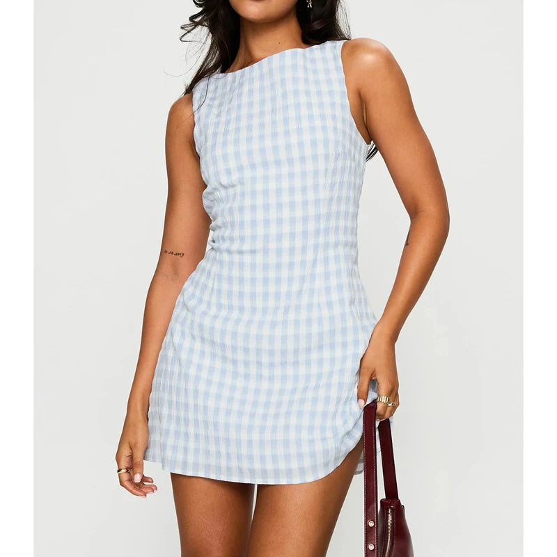 Women's Striped Mini Dress — Belted Boat Neck