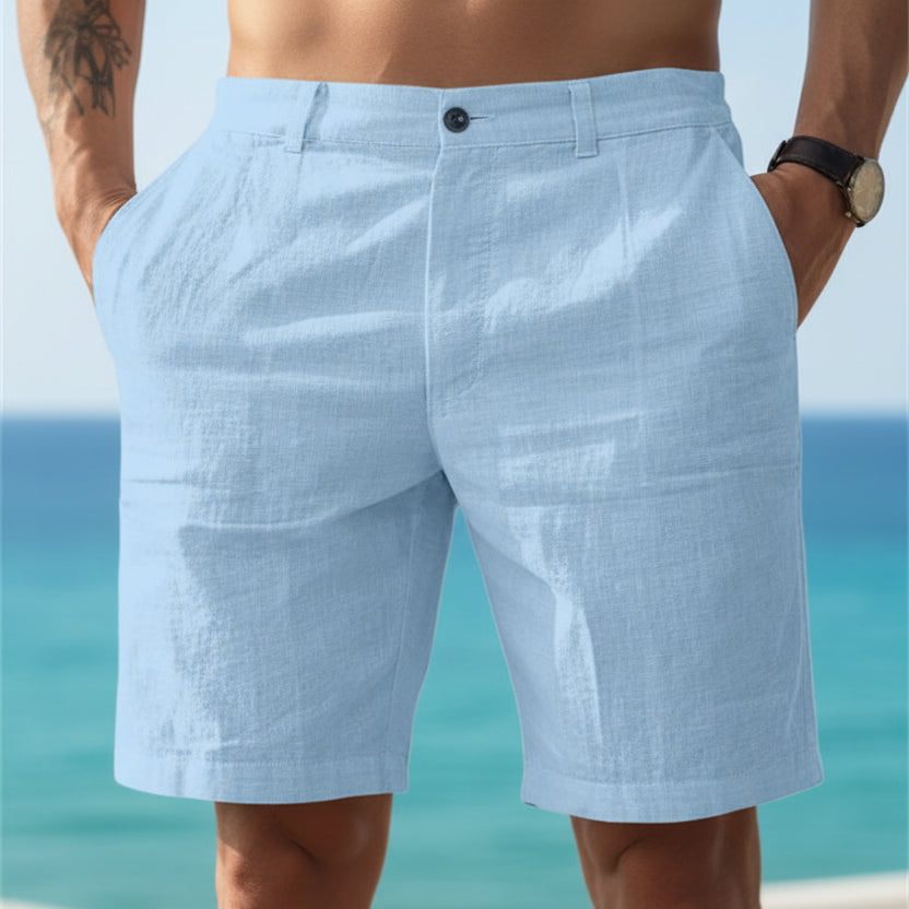 Men's Linen Shorts — Zip & Button