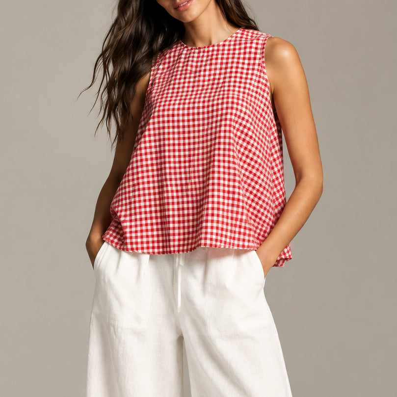 Women's Gingham Swing Tank Top — Sleeveless