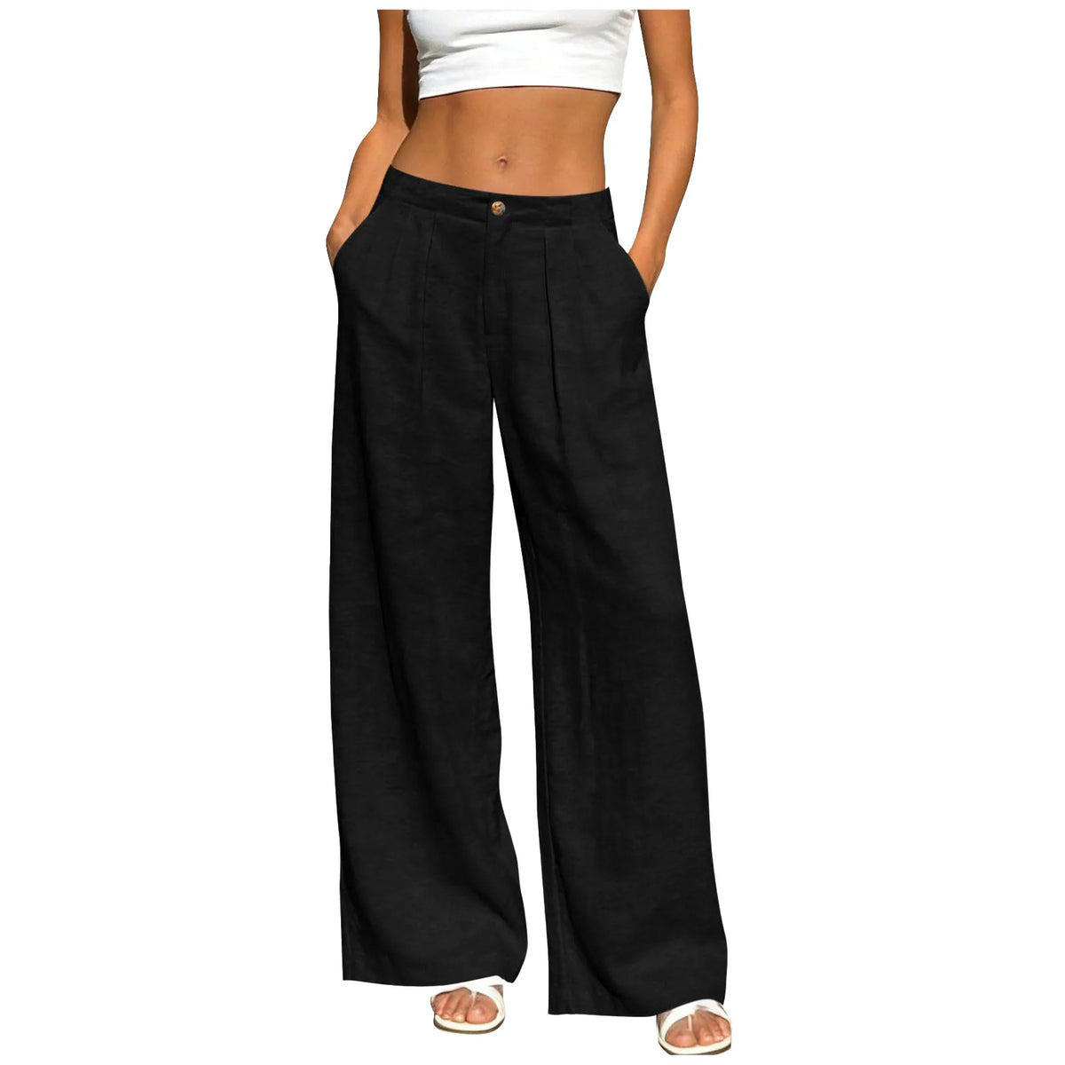 Women's Linen Palazzo Pants — Wide Leg
