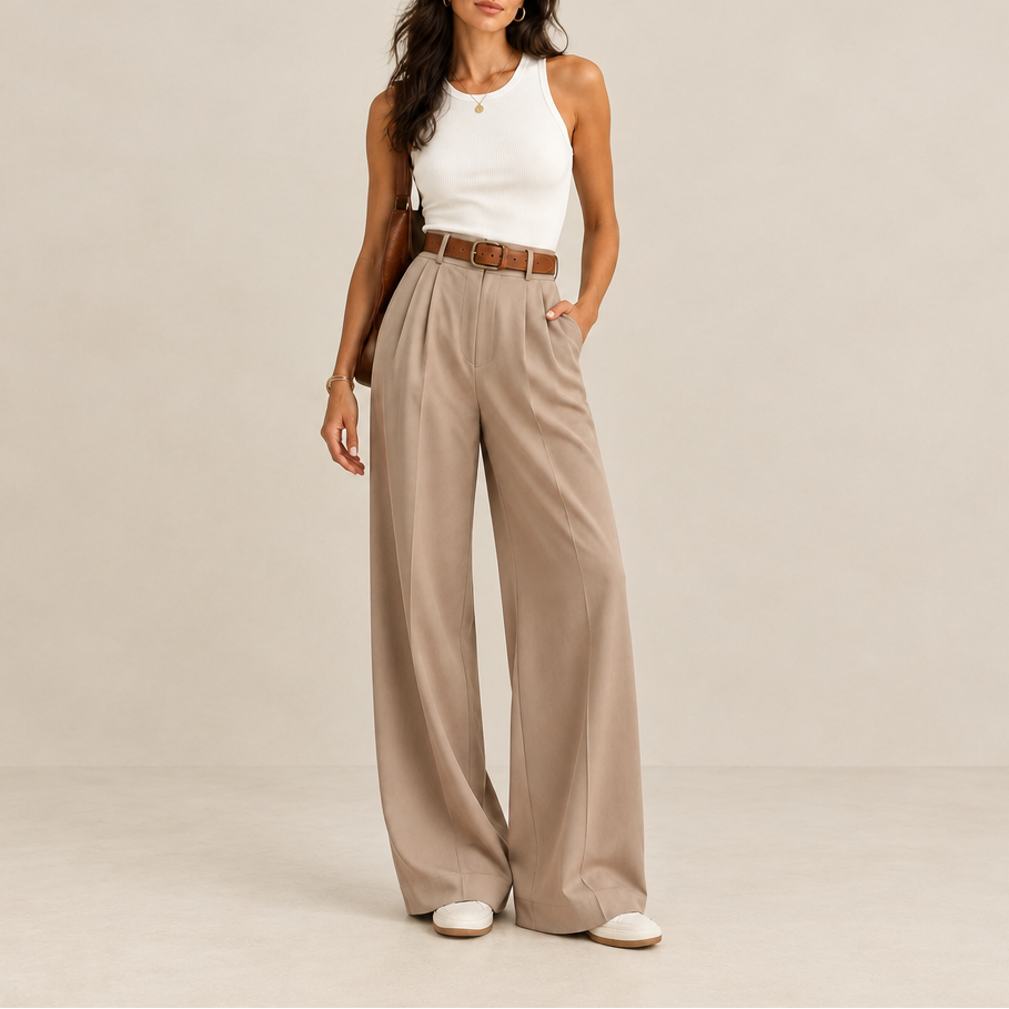 Women's High Waist Draped Trousers — Tailored