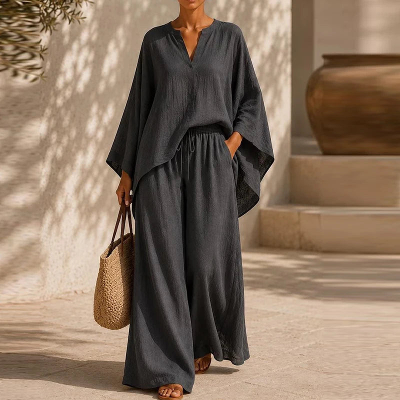 Women's Long Sleeve Shirt & Loose Pant Set