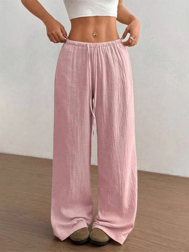 Women's High Waist Wide Leg Pants — Elastic Waist